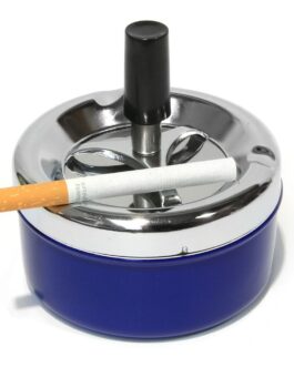 Smoke-King | Spinner Ashtray Chrome & Blue | 9cm